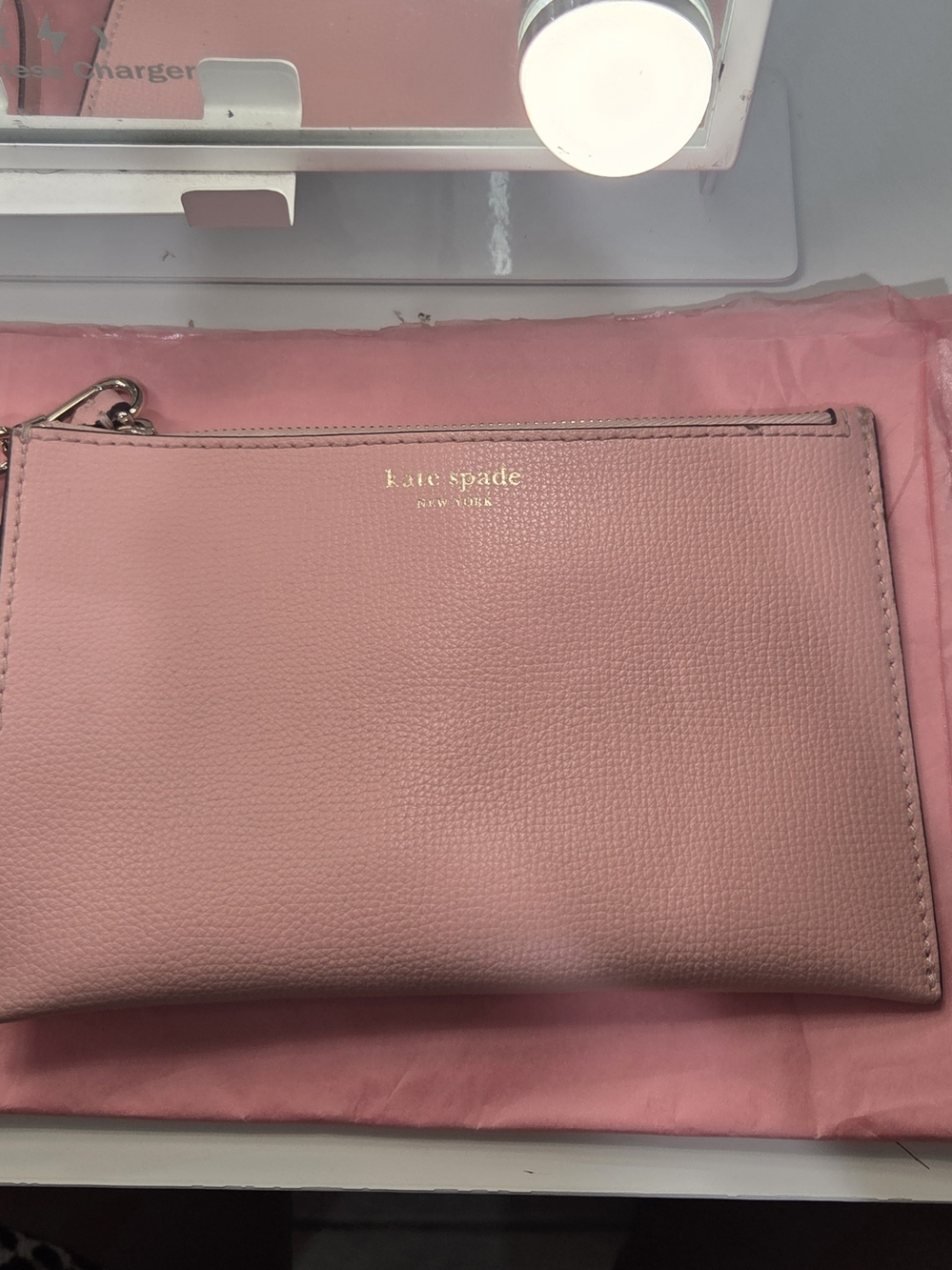 kate spade Pink Pebbled Leather Wristlet